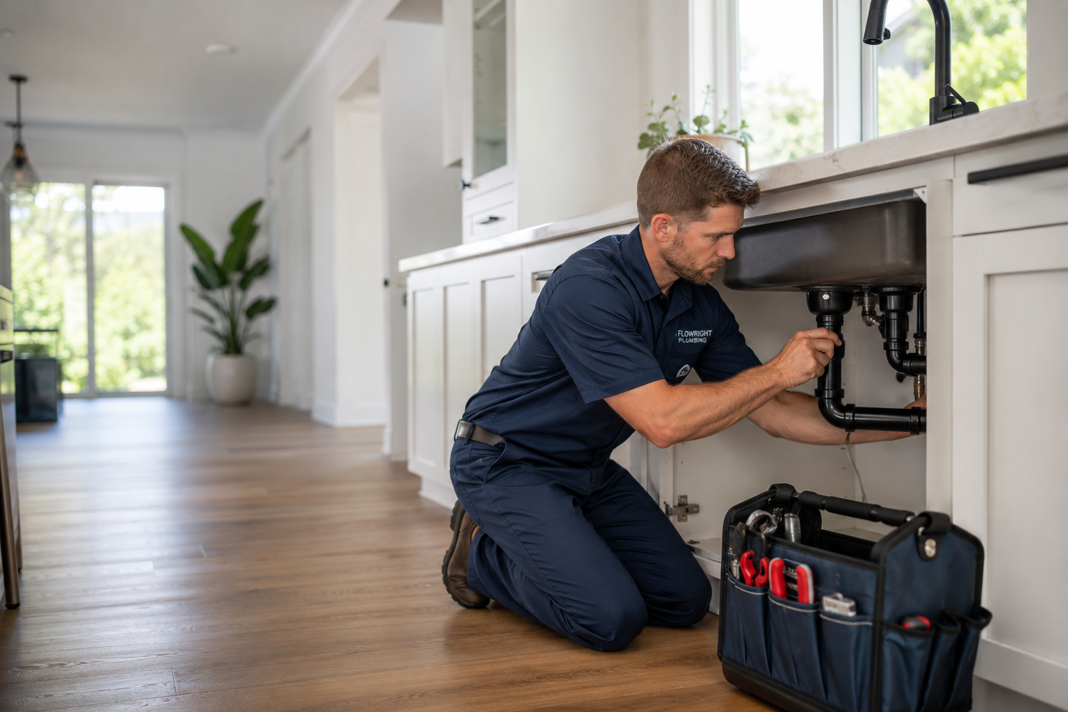 Plumber at work