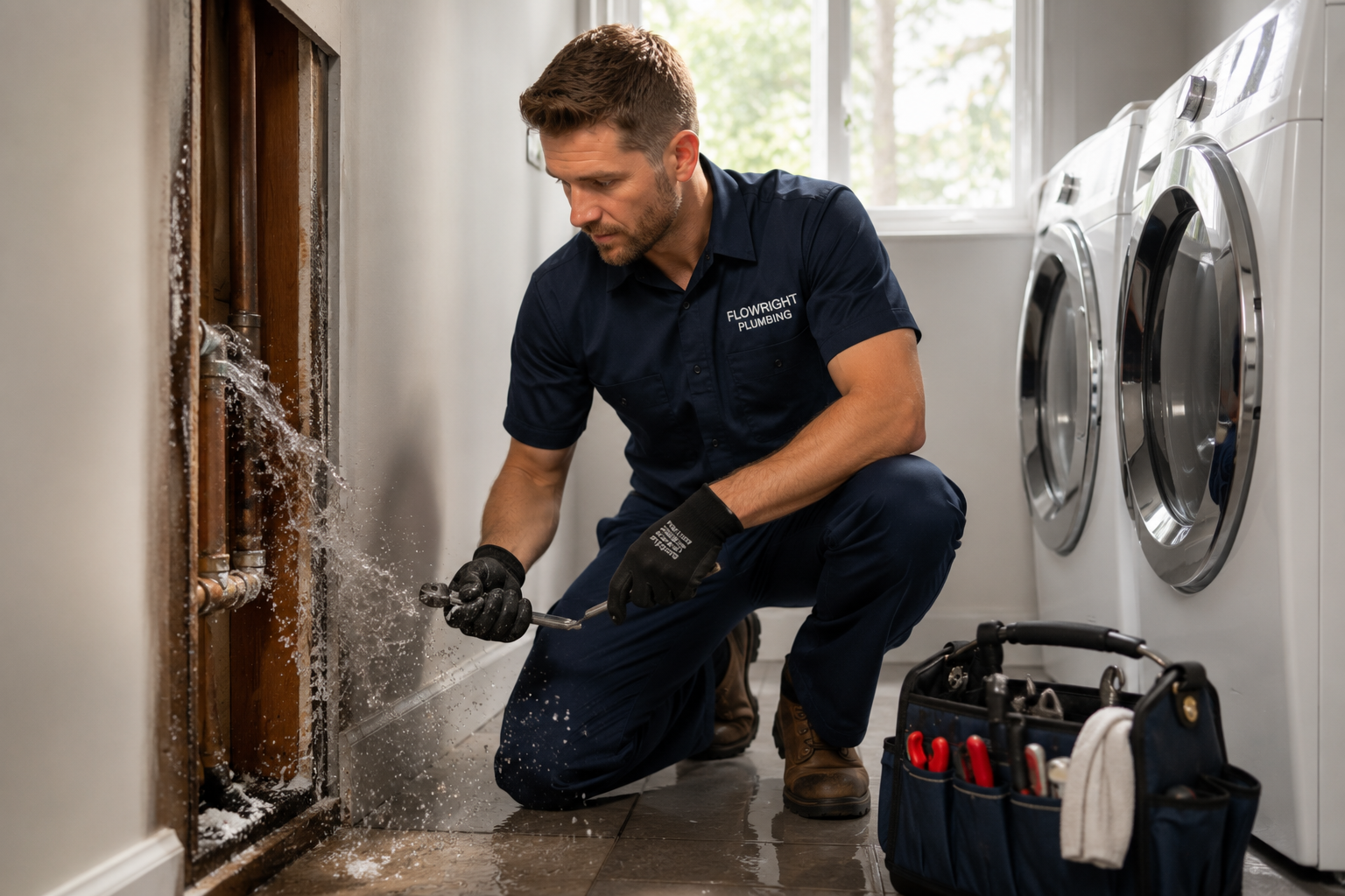 Plumber at work